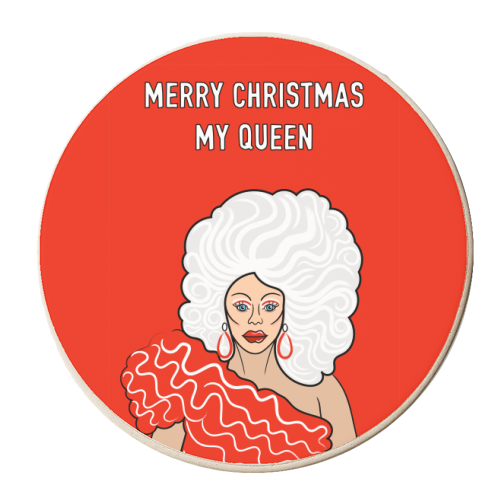 Merry Christmas My Queen - personalised beer coaster by Adam Regester