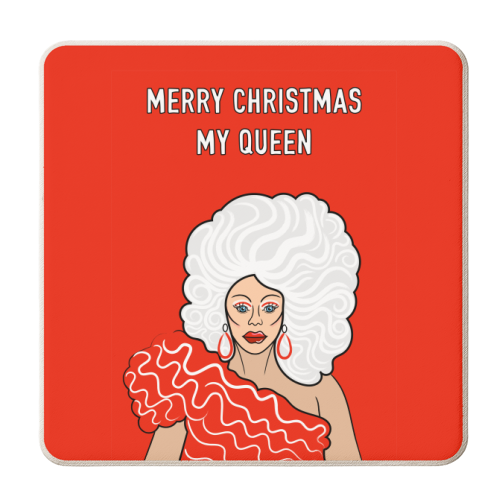 Merry Christmas My Queen - personalised beer coaster by Adam Regester
