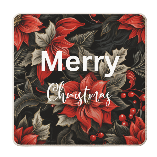 Merry Christmas poinsettia flowers - personalised beer coaster by haris kavalla