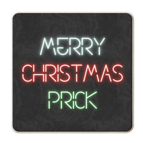 Merry Christmas prick neon lights - personalised beer coaster by The Girl Next Draw