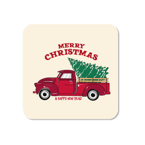 Merry Christmas Red Truck with Tree Vintage Illustration - Magnet by EZbie