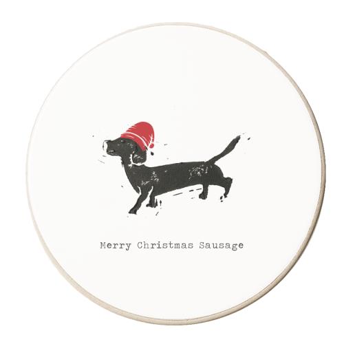 Merry Christmas Sausage - personalised beer coaster by The 13 Prints