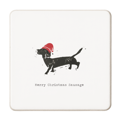 Merry Christmas Sausage - personalised beer coaster by The 13 Prints