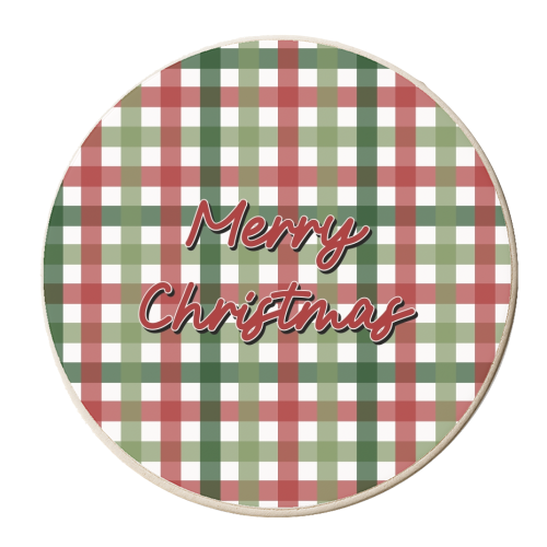 Merry Christmas tartan - personalised beer coaster by The Girl Next Draw