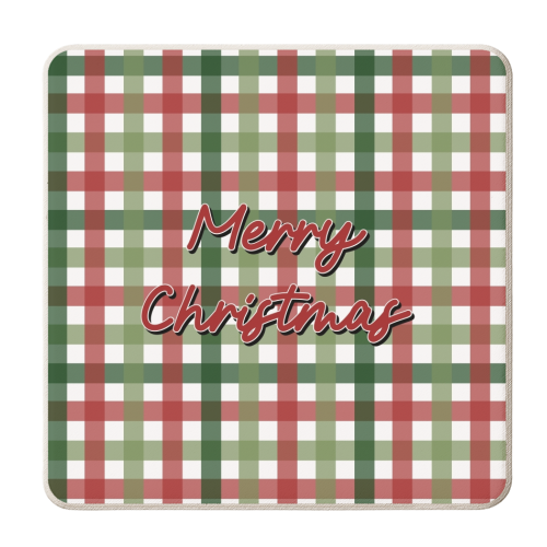 Merry Christmas tartan - personalised beer coaster by The Girl Next Draw