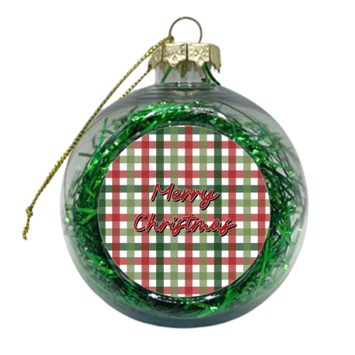 Merry Christmas tartan - xmas bauble by The Girl Next Draw