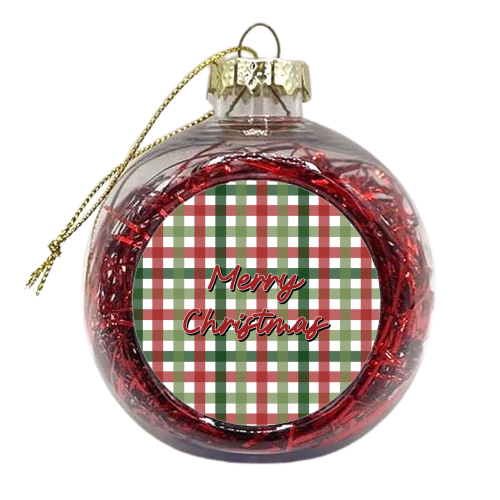Merry Christmas tartan - xmas bauble by The Girl Next Draw