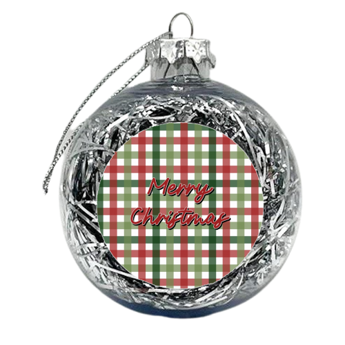 Merry Christmas tartan - xmas bauble by The Girl Next Draw