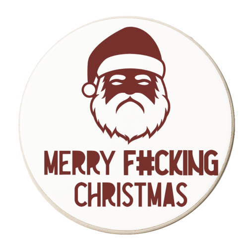 Merry Fucking Christmas - merry f#cking Xmas - funny - humour - miserable - personalised beer coaster by UKVanlife