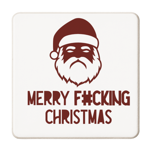 Merry Fucking Christmas - merry f#cking Xmas - funny - humour - miserable - personalised beer coaster by UKVanlife