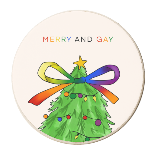 Merry & Gay - LQBTQ+ - Seasonal Love - personalised beer coaster by Lisa Wardle