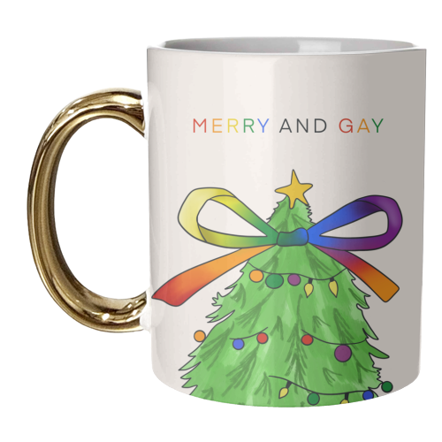Merry & Gay - LQBTQ+ - Seasonal Love - unique mug by Lisa Wardle