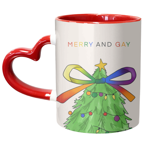 Merry & Gay - LQBTQ+ - Seasonal Love - unique mug by Lisa Wardle