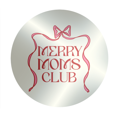 Merry Moms Club Coquette Bow Holiday Art - Circle Sticker by EZbie