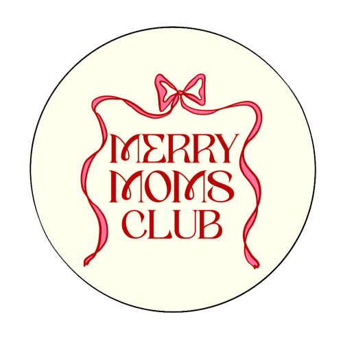 Merry Moms Club Coquette Bow Holiday Art - Circle Sticker by EZbie