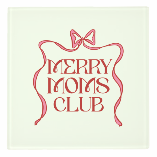 Merry Moms Club Coquette Bow Holiday Art - personalised beer coaster by EZbie