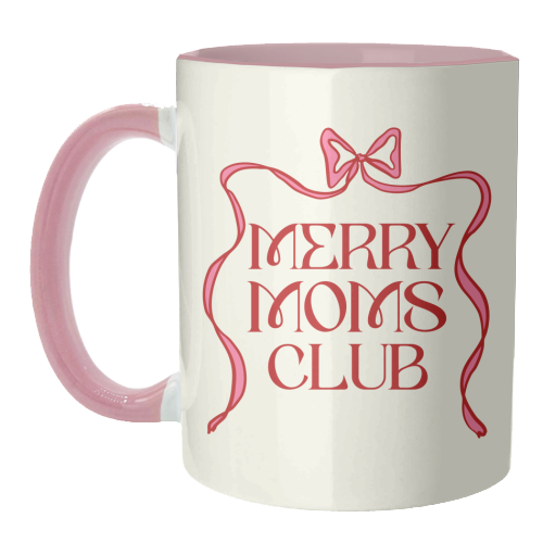 Merry Moms Club Coquette Bow Holiday Art - unique mug by EZbie