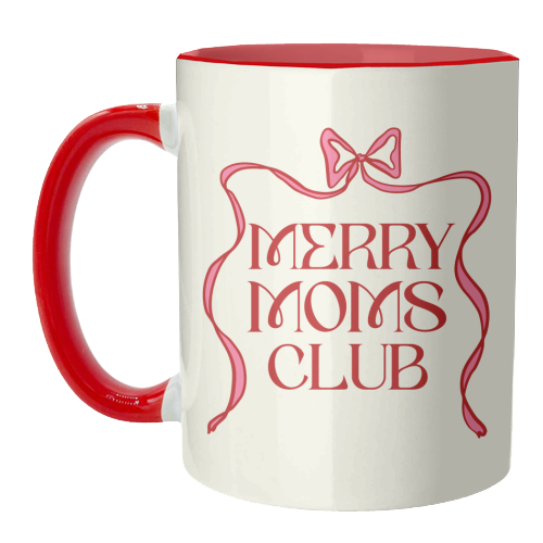 Merry Moms Club Coquette Bow Holiday Art - unique mug by EZbie