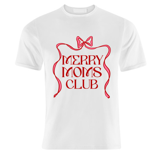 Merry Moms Club Coquette Bow Holiday Art - unique t shirt by EZbie