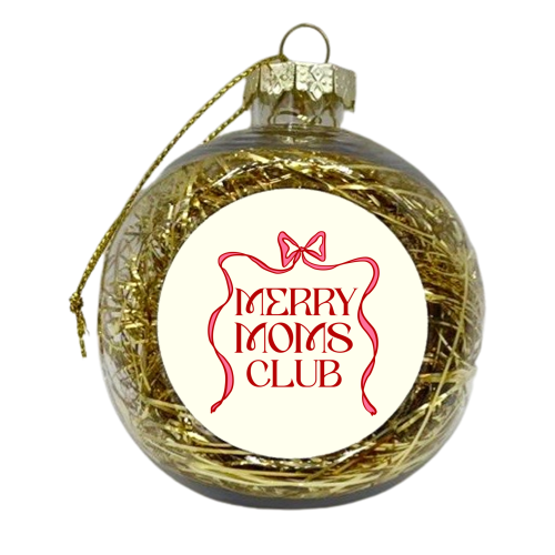 Merry Moms Club Coquette Bow Holiday Art - xmas bauble by EZbie