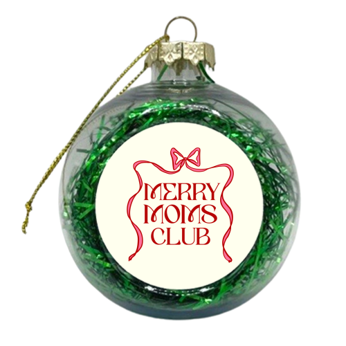 Merry Moms Club Coquette Bow Holiday Art - xmas bauble by EZbie
