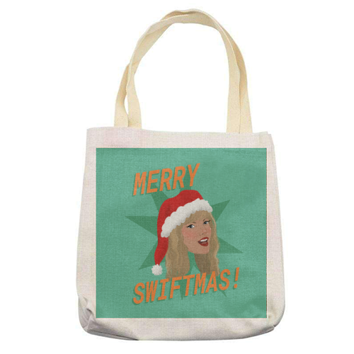 Merry Swiftmas - printed canvas tote bag by The Queer Store