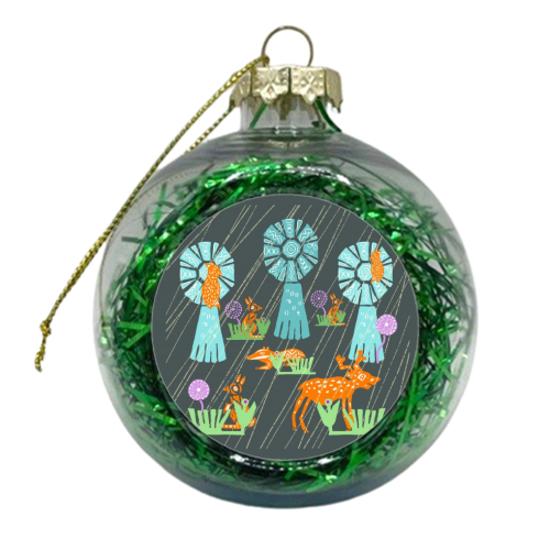 Meximals Meet the Rain - xmas bauble by Claire Ferguson