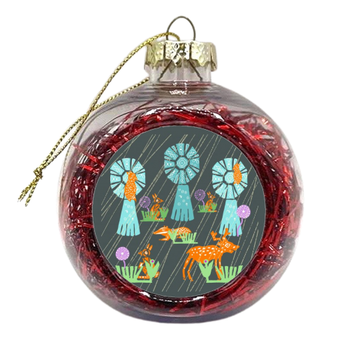 Meximals Meet the Rain - xmas bauble by Claire Ferguson