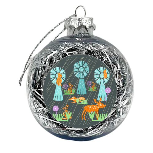 Meximals Meet the Rain - xmas bauble by Claire Ferguson