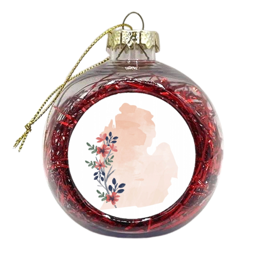 Michigan Floral Watercolor State - xmas bauble by Toni Scott