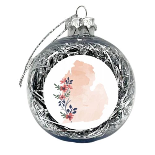 Michigan Floral Watercolor State - xmas bauble by Toni Scott