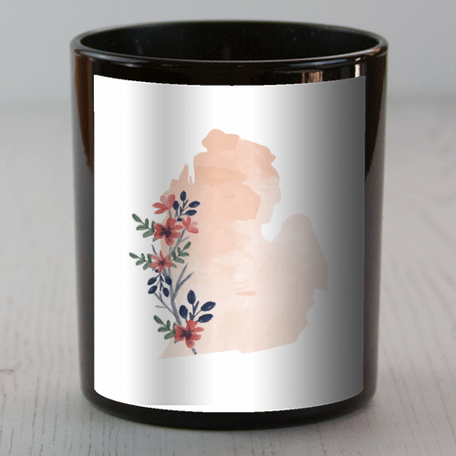 Michigan Floral Watercolor State - scented candle by Toni Scott
