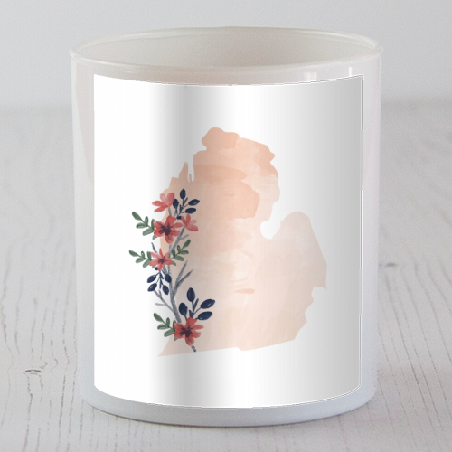 Michigan Floral Watercolor State - scented candle by Toni Scott