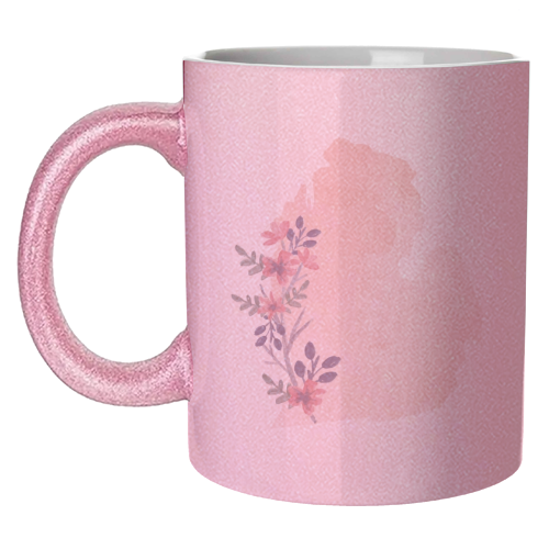 Michigan Floral Watercolor State - unique mug by Toni Scott