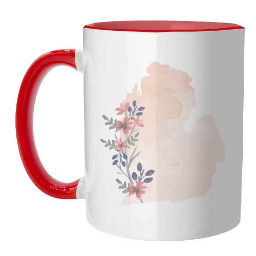 Michigan Floral Watercolor State - unique mug by Toni Scott