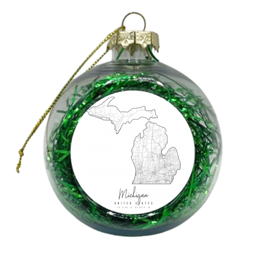 Michigan Minimal Street Map - xmas bauble by Toni Scott
