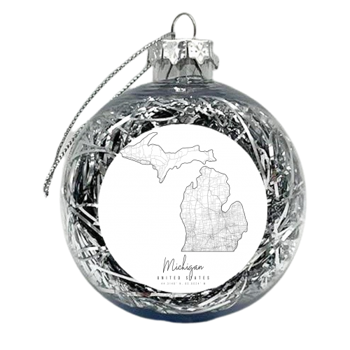 Michigan Minimal Street Map - xmas bauble by Toni Scott