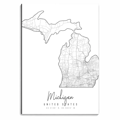 Michigan Minimal Street Map - personalised A4, A5, A6 notebook by Toni Scott