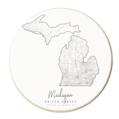 Michigan Minimal Street Map - personalised beer coaster by Toni Scott