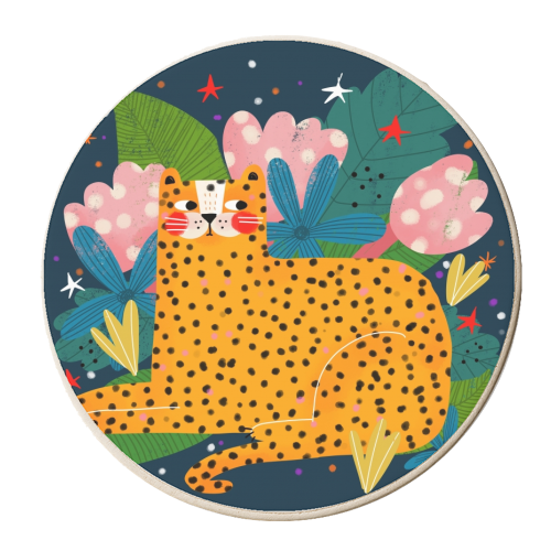 MIDNIGHT CHEETAH - personalised beer coaster by Nichola Cowdery