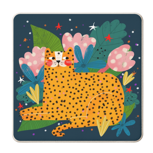 MIDNIGHT CHEETAH - personalised beer coaster by Nichola Cowdery