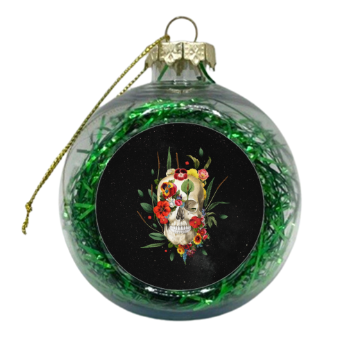 Midnight Floral Skull - xmas bauble by Frida Floral Studio