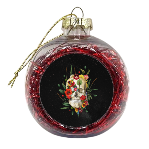 Midnight Floral Skull - xmas bauble by Frida Floral Studio