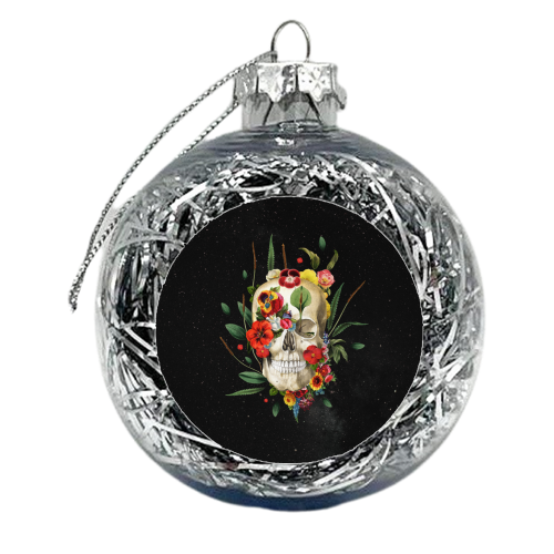 Midnight Floral Skull - xmas bauble by Frida Floral Studio