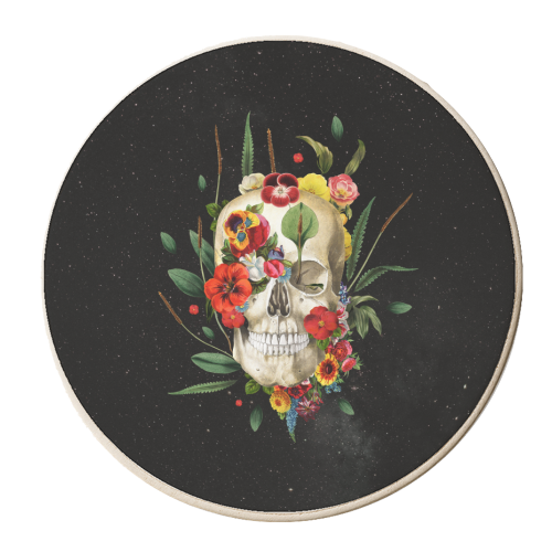 Midnight Floral Skull - personalised beer coaster by Frida Floral Studio