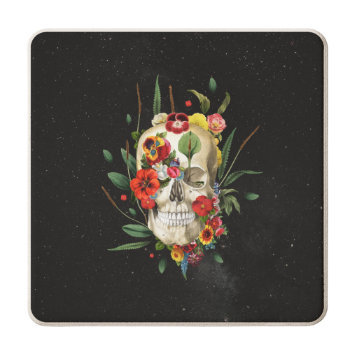 Midnight Floral Skull - personalised beer coaster by Frida Floral Studio