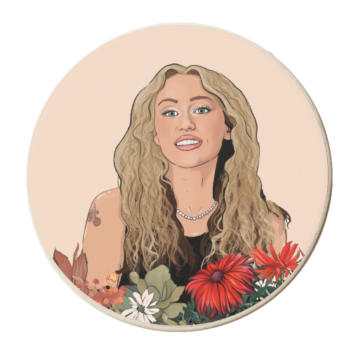 Miley Flowers - personalised beer coaster by The Queer Store