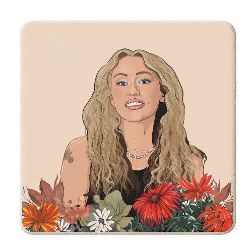 Miley Flowers - personalised beer coaster by The Queer Store