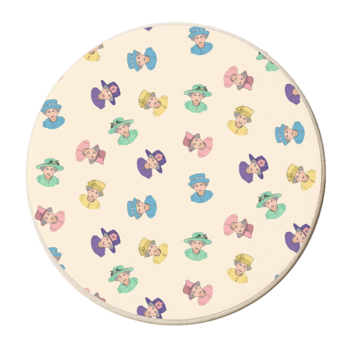 Mini Queen and Her Hats - personalised beer coaster by Lisa Wardle