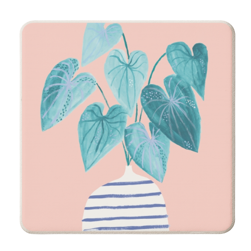 Minimal painted houseplant - personalised beer coaster by lauradidthis